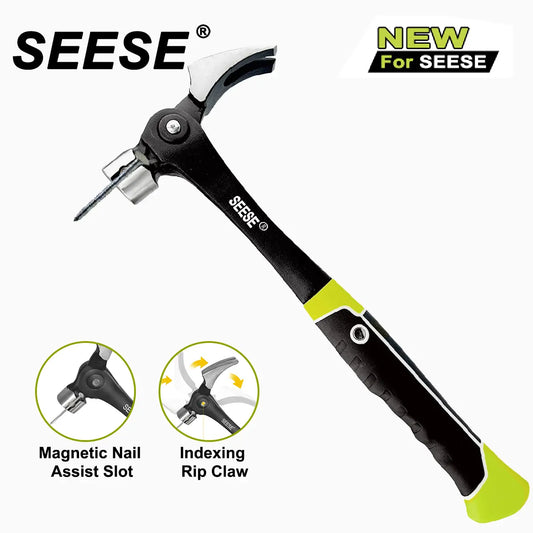 16oz Claw Hammer with Magnetic Nail Starter,Indexing Rip Claw,Forged Steel Head